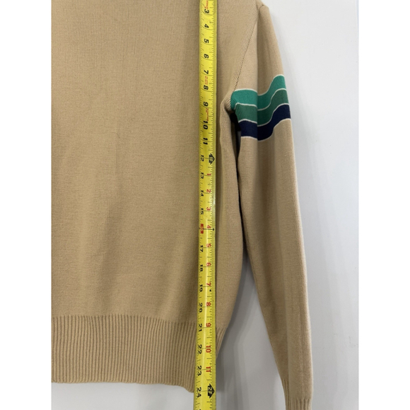 Vintage Slalom Apres Ski Tan And Stripes Crewneck Sweater 100% Wool Men’s Medium - Picture 6 of 7